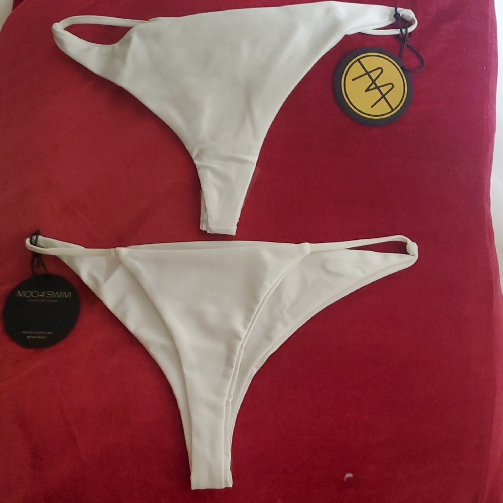 White Bikini Bottom . Mochi Swim